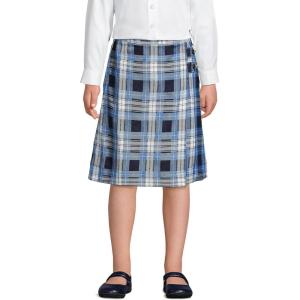 imageLands End School Uniform Girls Slim Plaid Aline Skirt Below The KneeClear Blue Plaid