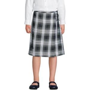 imageLands End School Uniform Girls Slim Plaid Aline Skirt Below The KneeWhite Plaid