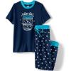 imageLands End Kids Short Sleeve Top and Jogger Bottom Pajama SetBlue Starry Skies