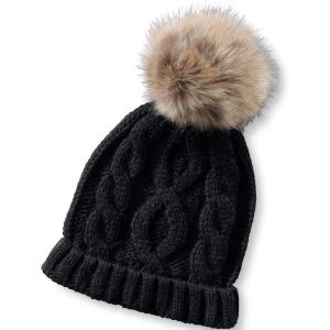 imageLands End Girls Faux Fur Pom HatBlack