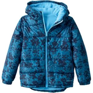 imageLands End Boys Reversible Fleece Puffer Hooded JacketBlue CamoLight Blue