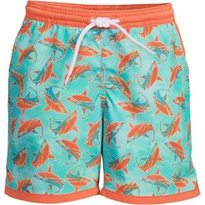 imageLands End Boys Stretch Hydroliner Sport Swim TrunkIsland Aqua Bright Sharks