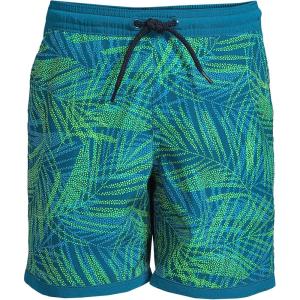 imageLands End Boys Stretch Hydroliner Sport Swim TrunkParadise Teal Stipple Palm