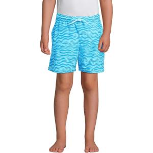 imageLands End Boys Stretch Hydroliner Sport Swim TrunkTurquoise Doodle Waves