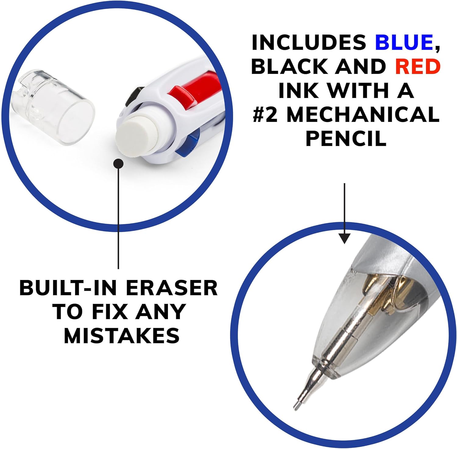 BIC 4Color 31 Ballpoint Pens and Pencil Medium Point 10 mm Assorted Colors 1Count Pack Pens for School and Office Supplies