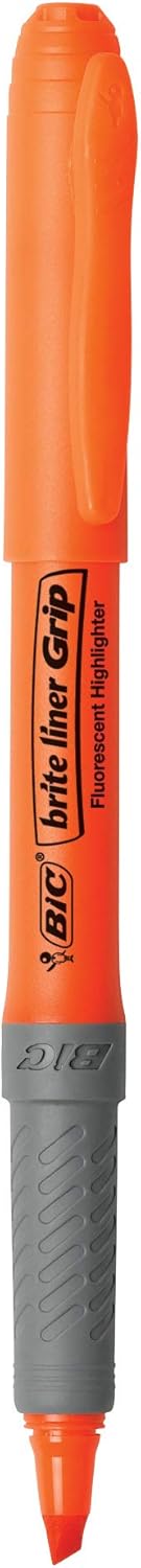 BIC Brite Liner Grip Highlighter Chisel Tip 16 mm Assorted Colors For Broad Highlighting ampamp Fine Underlining 5Count