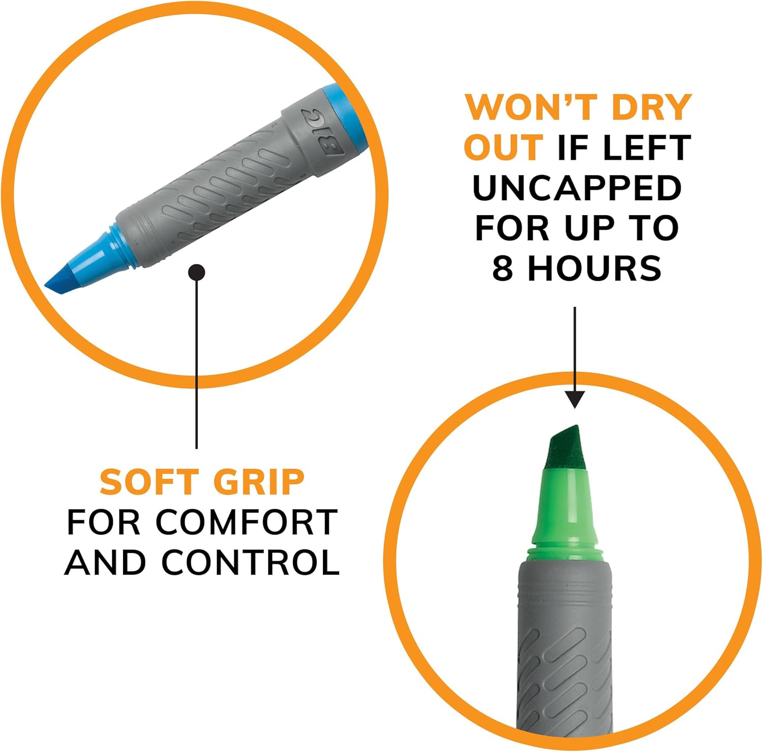 BIC Brite Liner Grip Highlighter Chisel Tip 16 mm Assorted Colors For Broad Highlighting ampamp Fine Underlining 5Count