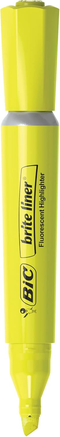 BIC Brite Liner Highlighter with Rubber Grip Chisel Tip Assorted Pack of 4  BLMGP41AASTAssorted