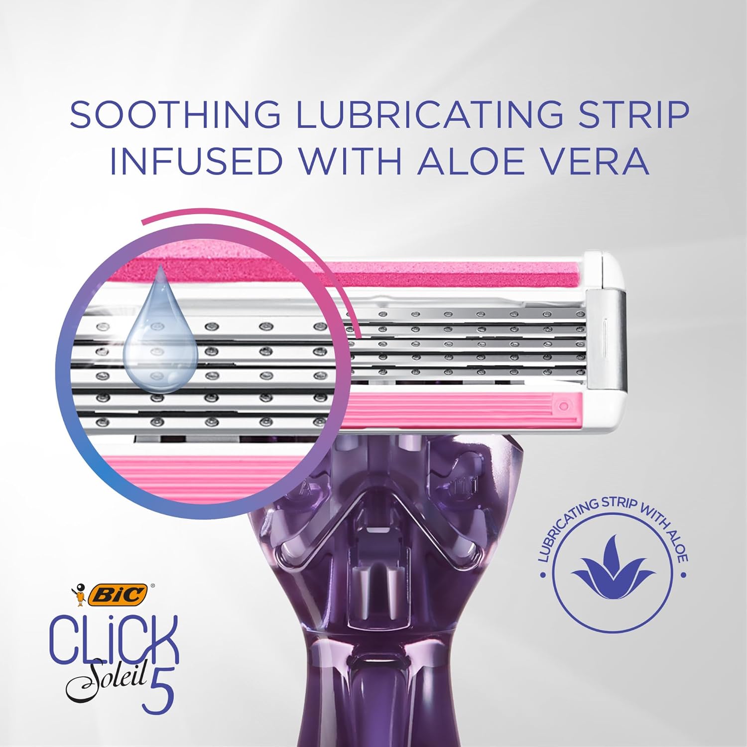 BIC Click 5 Soleil Womens Disposable Razors 5 Blades With a Moisture Strip For a Smoother Shave 1 Handle and 3 Cartridges 4 Piece Razor SetSystem