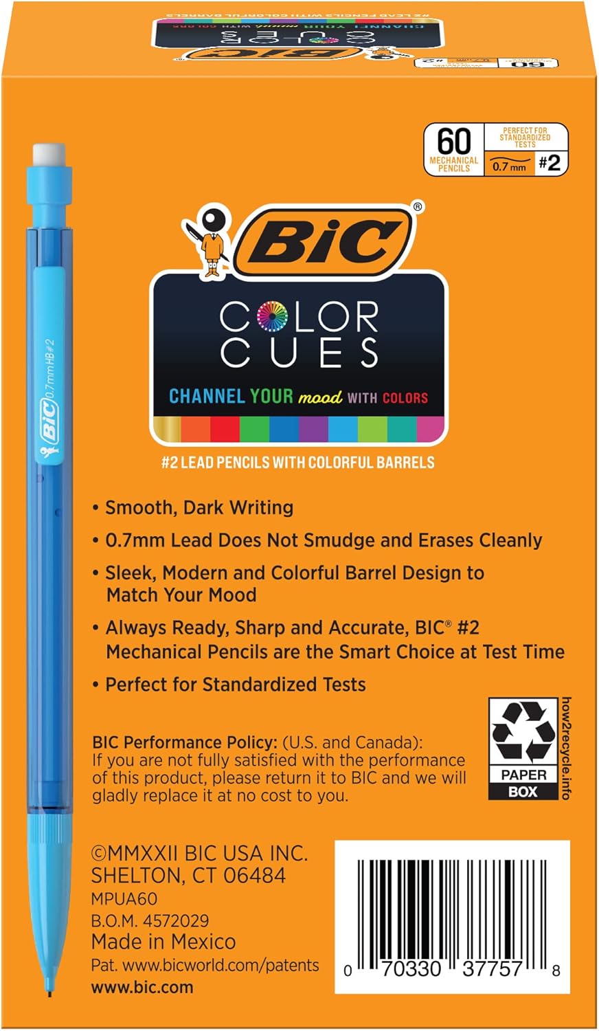 BIC Color Cues Mechanical Pencil Set MPUA60AST 60Count Pack Black Fun Color Pencils for School Perfect for School Supplies