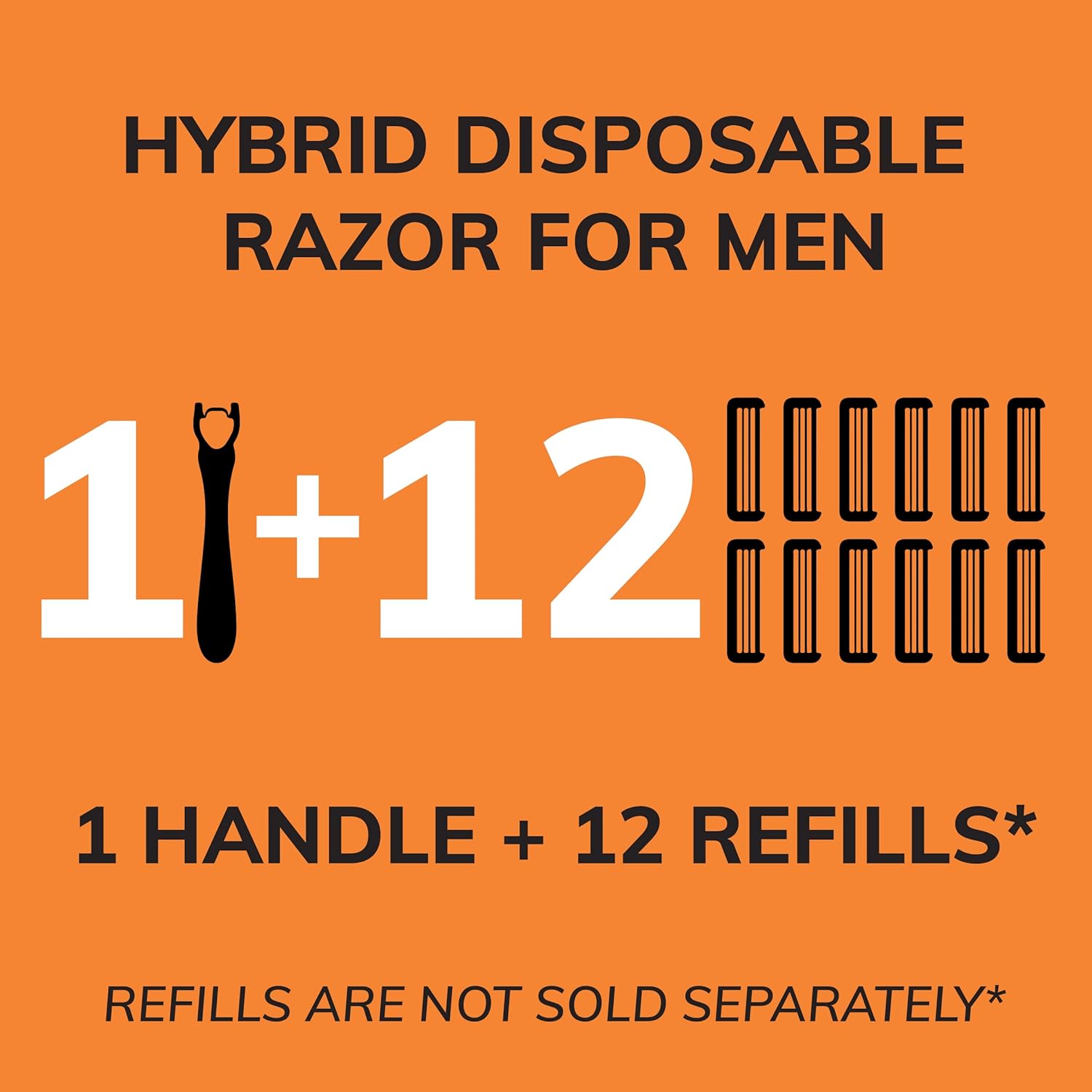 BIC Comfort 3 Refillable ThreeBlade Disposable Razors for Men Sensitive Skin Razor for a Comfortable Shave 1 Handle and 12 Cartridges With 3 Blades 13 Piece Razor KitBlackOrange