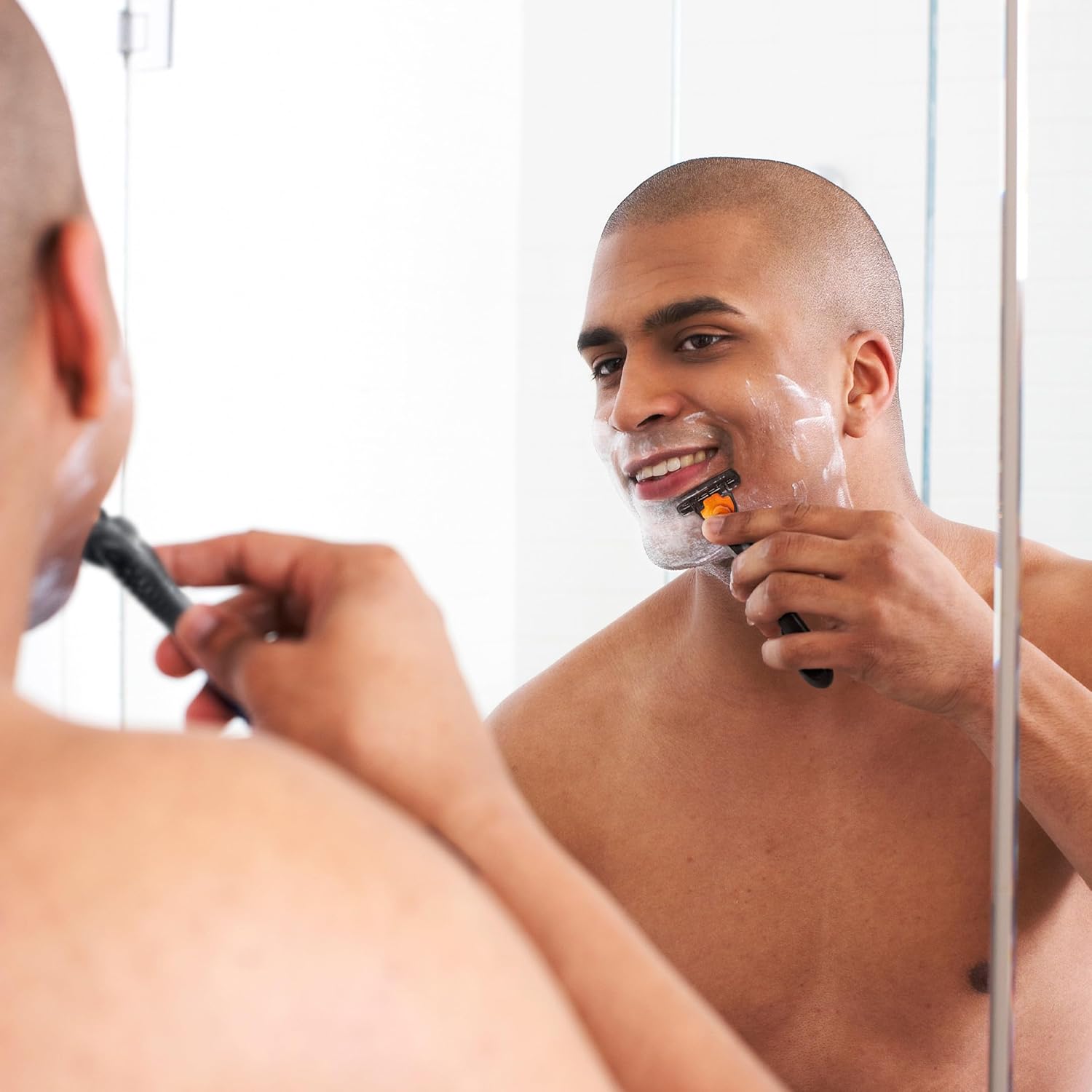 BIC Comfort 3 Refillable ThreeBlade Disposable Razors for Men Sensitive Skin Razor for a Comfortable Shave 1 Handle and 12 Cartridges With 3 Blades 13 Piece Razor KitBlackOrange