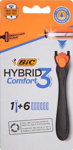 BIC Comfort 3 Refillable ThreeBlade Disposable Razors for Men Sensitive Skin Razor for a Comfortable Shave 1 Handle and 12 Cartridges With 3 Blades 13 Piece Razor KitBlack