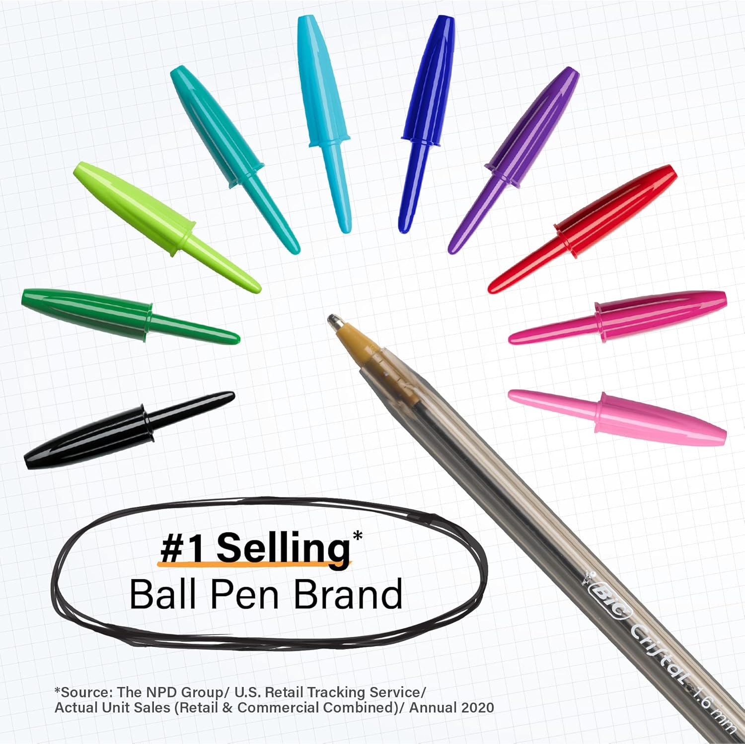 BIC Cristal Xtra Bold Ballpoint Pens Bold Point 16mm For Vivid And Dramatic Lines Assorted Colors 24Count PackAssorted