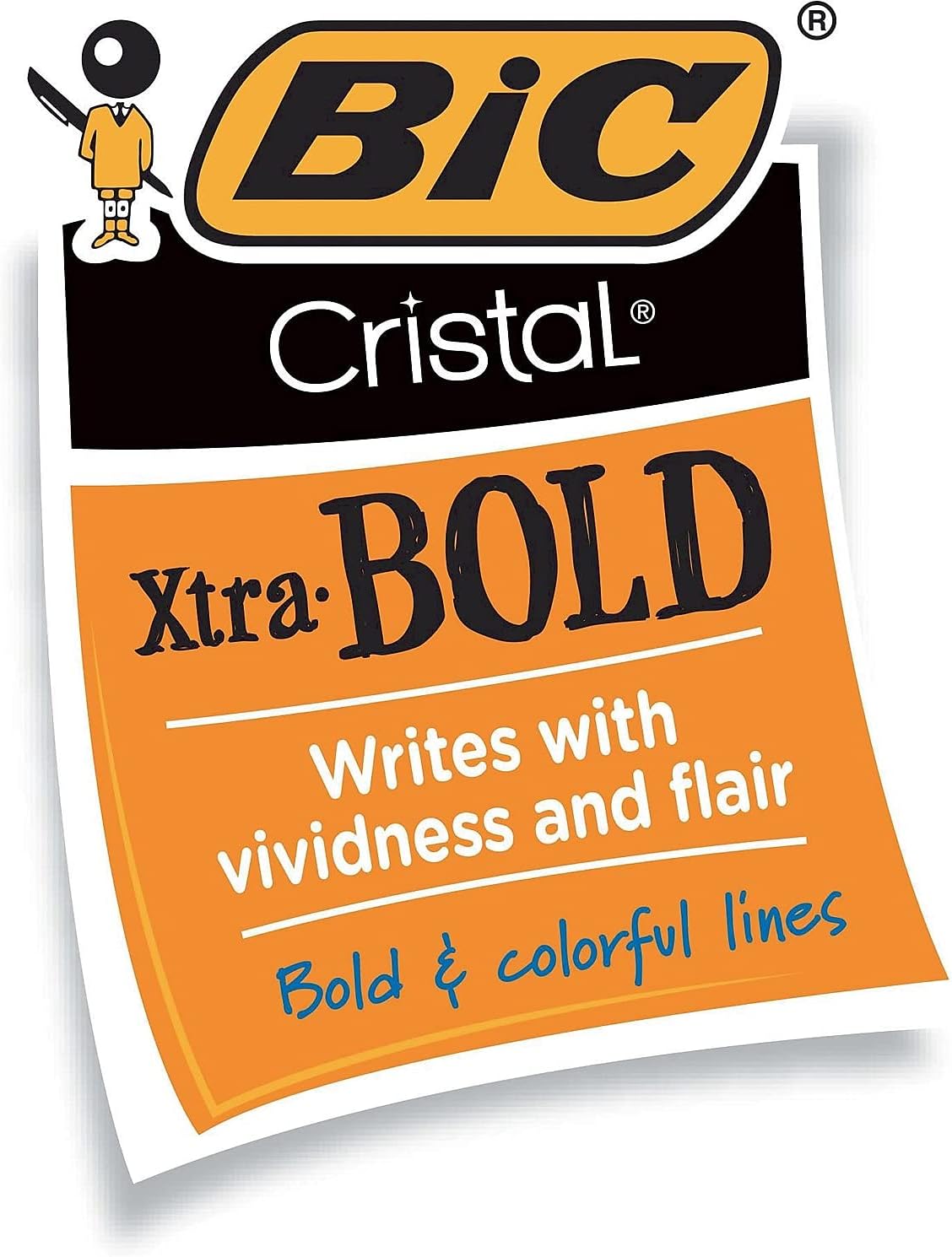 BIC Cristal Xtra Bold Ballpoint Pens Bold Point 16mm For Vivid And Dramatic Lines Assorted Colors 24Count PackBlue