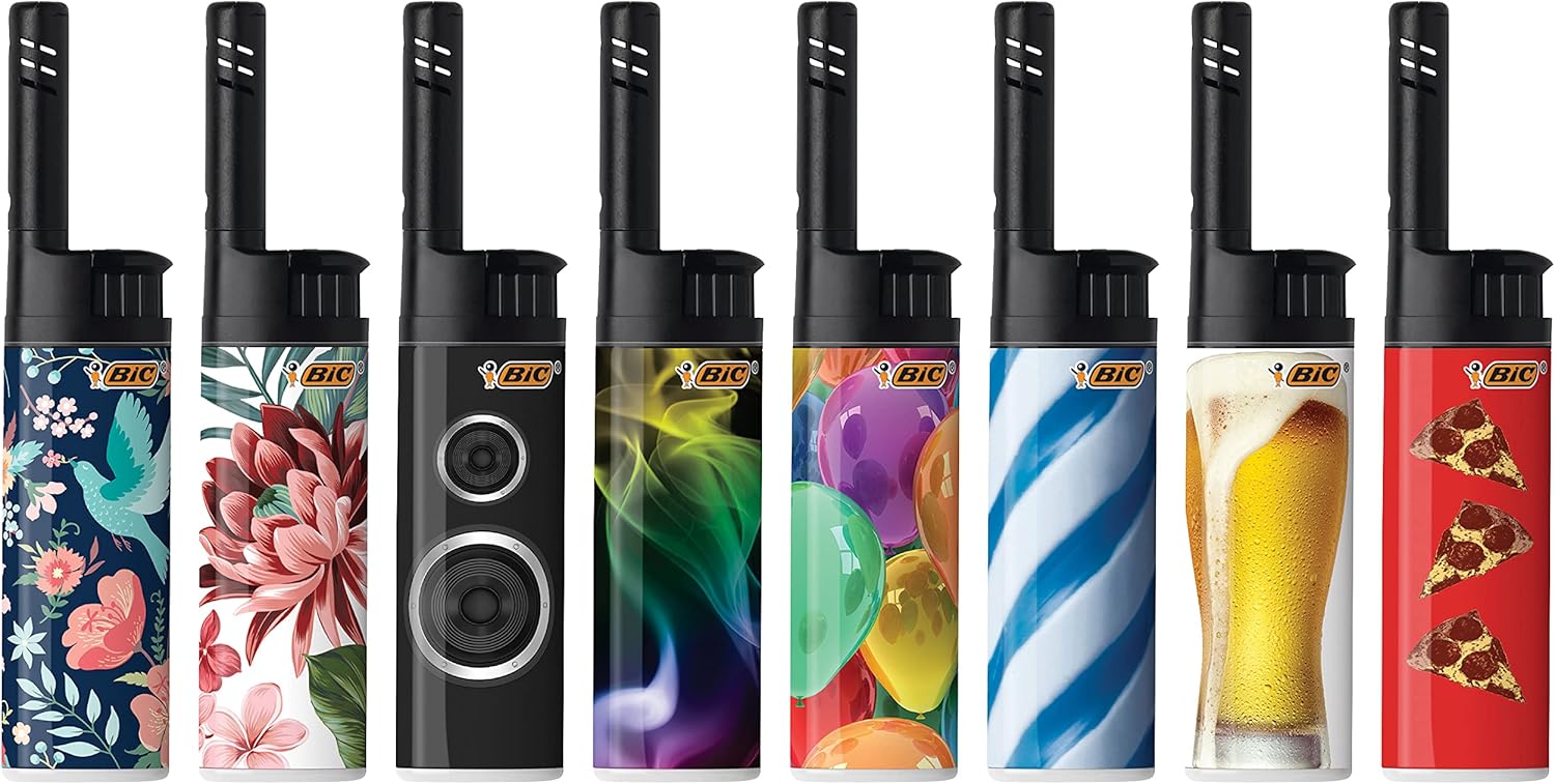 BIC EZ Reach Candle Lighter The Ultimate Lighter with Extended Wand for Grills and Firepits 145inch Favorites Series 6 Count Pack Assortment of Designs May VaryFavorites