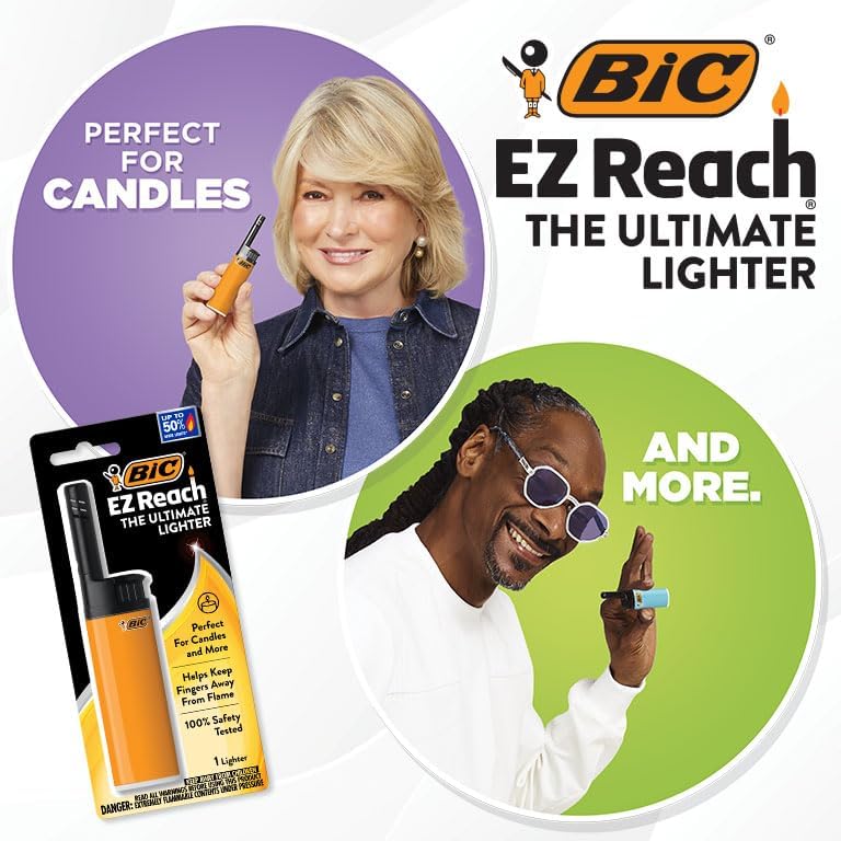BIC EZ Reach Candle Lighter The Ultimate Lighter with Wand for Candles Assorted Home Decor Designs 3 Count Pack of Long Lighters