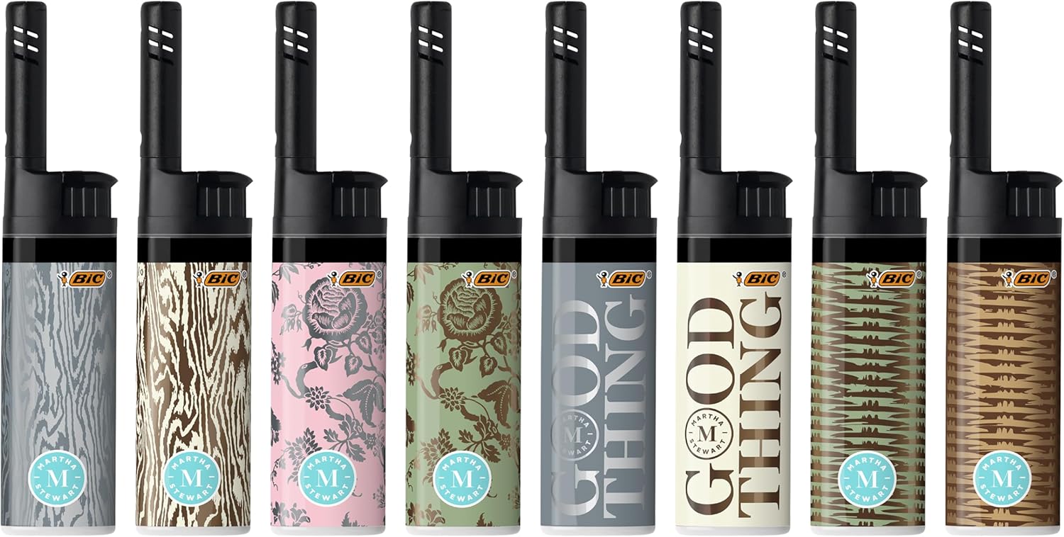 BIC EZ Reach Candle Lighter The Ultimate Lighter with Wand for Candles Assorted Martha Stewart Designs 6 Count Pack of Lighters6
