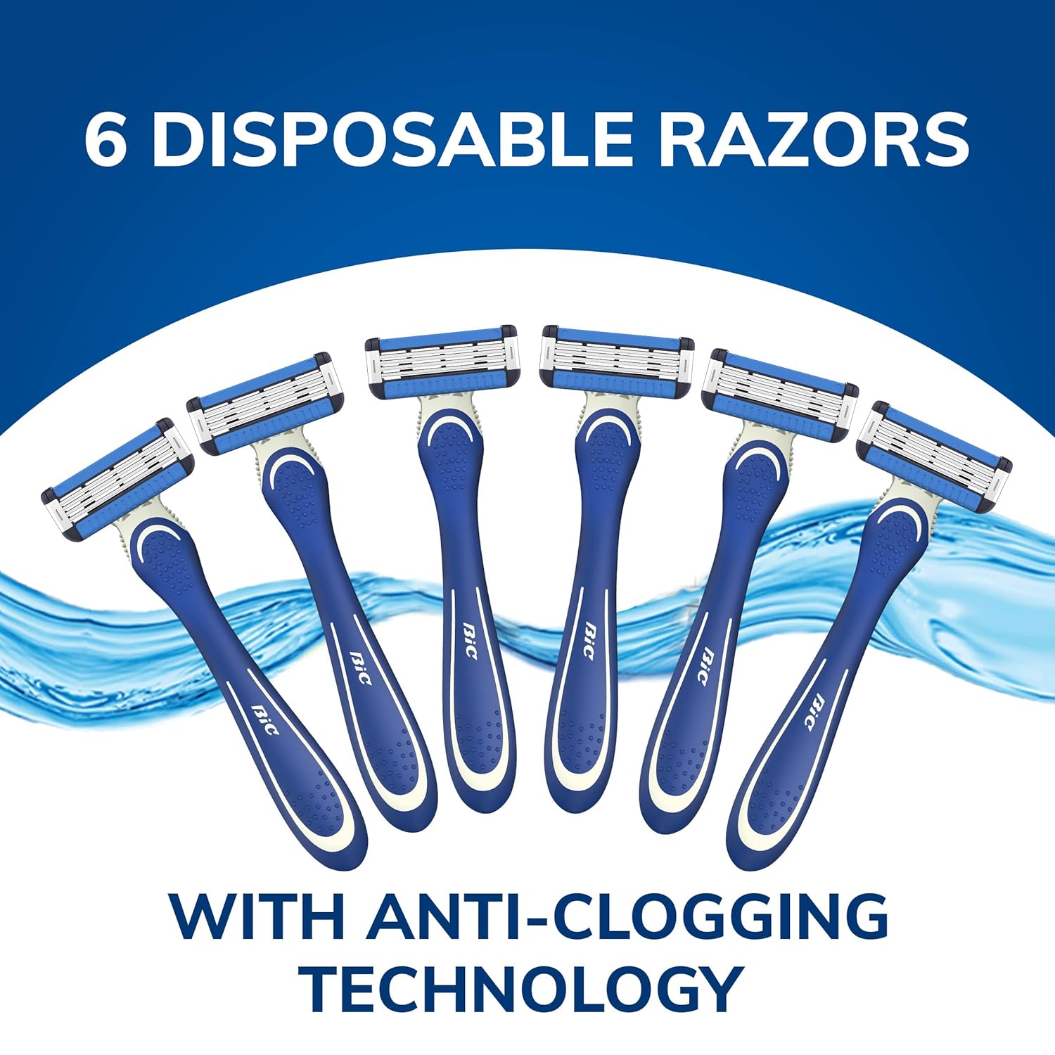 BIC EasyRinse AntiClogging Mens Disposable Razors for a Smooth Summer Shave With Less Irritation Shaving Razors With 4 Blades 6 Pack6 Count Pack of 1