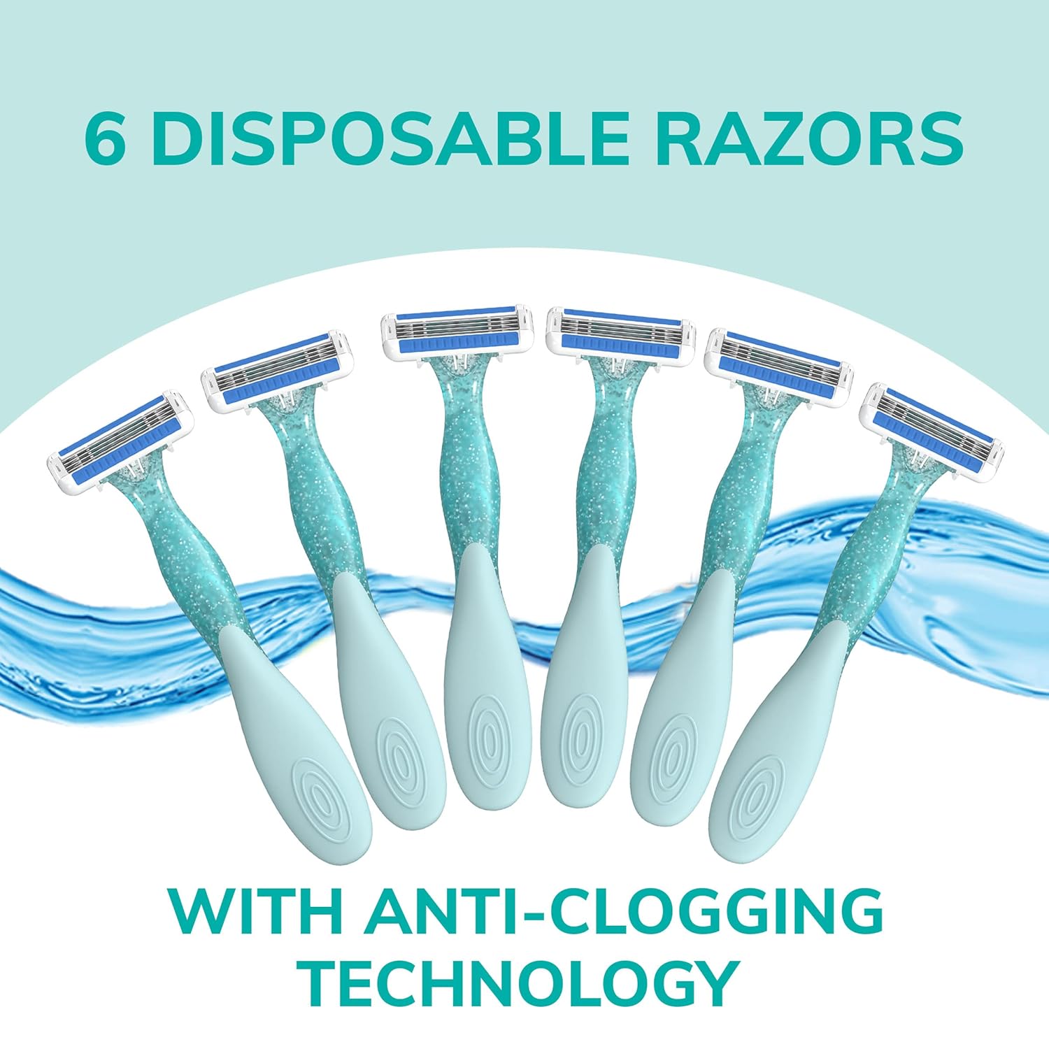 BIC EasyRinse AntiClogging Womens Disposable Razors for a Smoother Shave With Less Irritation Easy Rinse Shaving Razors With 4 Blades 2 Count1 Count Pack of 6