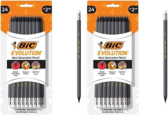 BIC Evolution Cased Pencil 2 Lead Yellow Barrel 24Count PGEYP241BLKGray