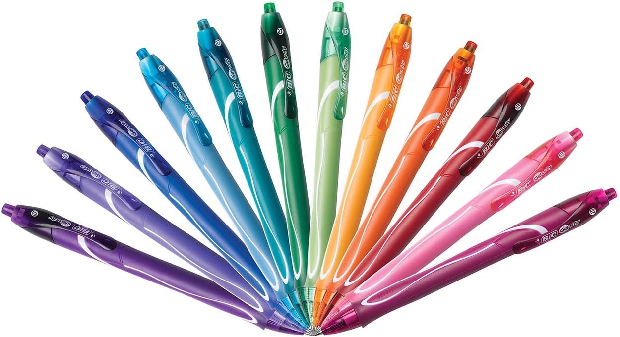 BIC Gelocity Quick Dry Assorted Colors Gel Pens Colors May Vary Medium Point 07mm 12Count Pack Retractable Gel Pens With Comfortable Full Grip12 Count Pack of 18