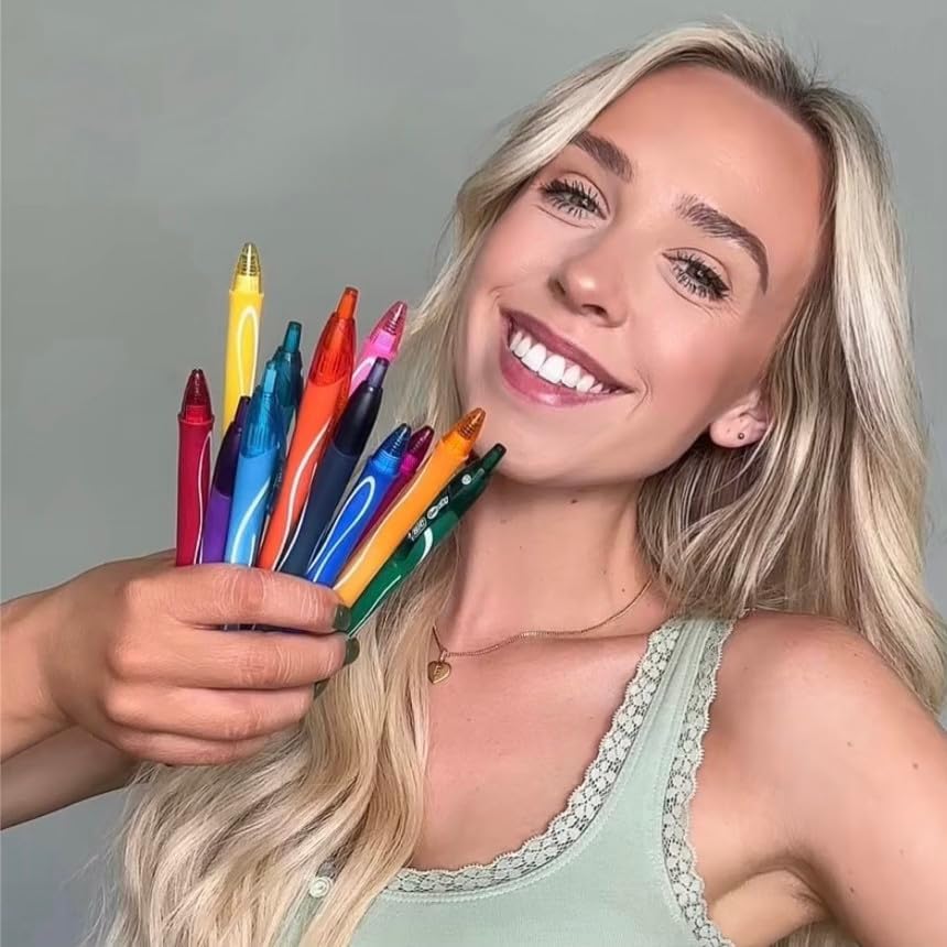 BIC Gelocity Quick Dry Assorted Colors Gel Pens Medium Point 07mm 8Count Pack Retractable Gel Pens With Comfortable Full Grip1 Count Pack of 8