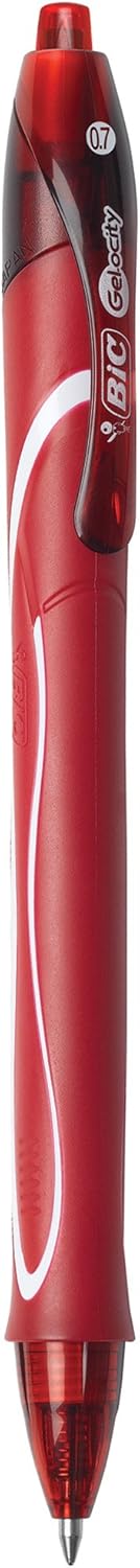 BIC Gelocity Quick Dry Blue Gel Pens Medium Point 07mm 12Count Pack Retractable Gel Pens With Comfortable Full GripAssorted