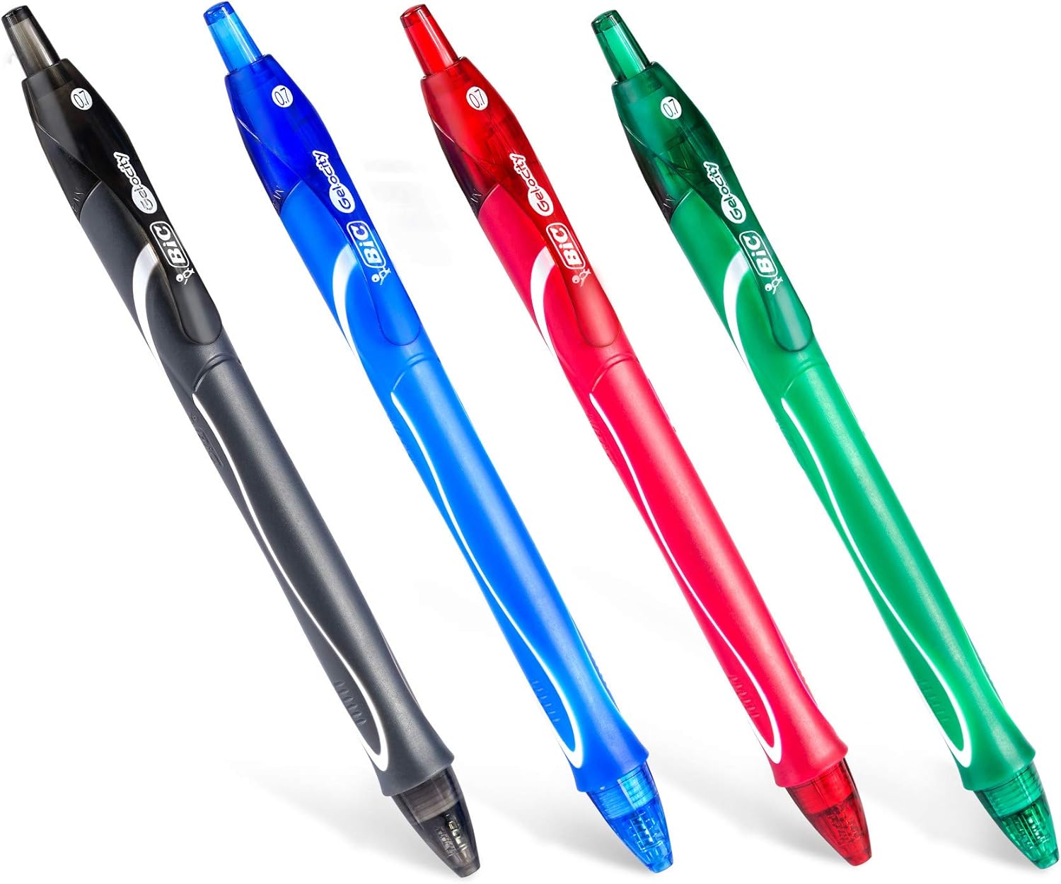 BIC Gelocity Quick Dry Blue Gel Pens Medium Point 07mm 12Count Pack Retractable Gel Pens With Comfortable Full GripAssorted