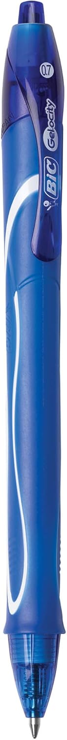 BIC Gelocity Quick Dry Blue Gel Pens Medium Point 07mm 12Count Pack Retractable Gel Pens With Comfortable Full GripAssorted