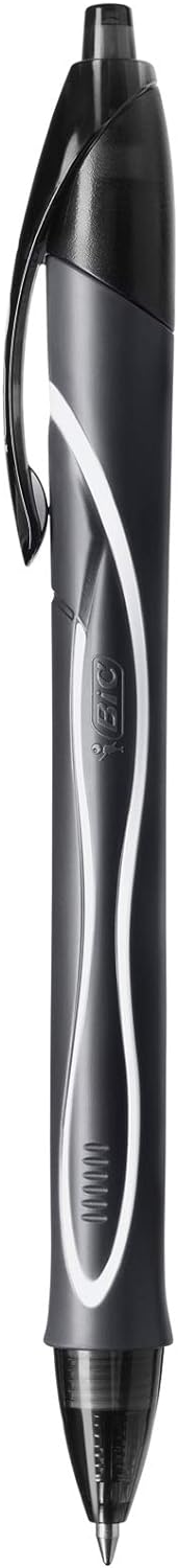 BIC Gelocity Quick Dry Blue Gel Pens Medium Point 07mm 12Count Pack Retractable Gel Pens With Comfortable Full GripBlack