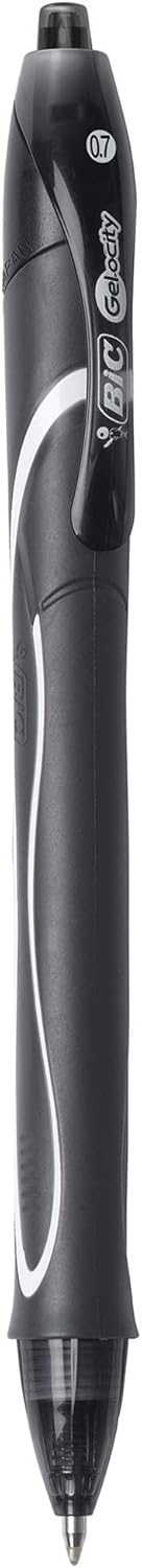 BIC Gelocity Quick Dry Blue Gel Pens Medium Point 07mm 12Count Pack Retractable Gel Pens With Comfortable Full GripBlack