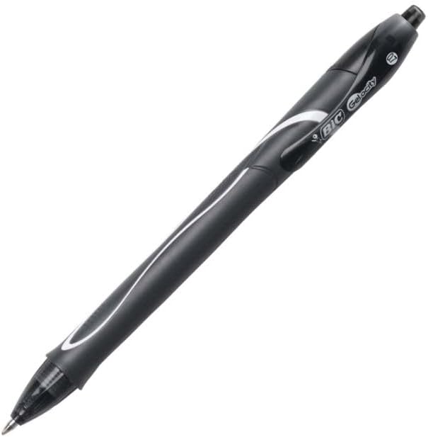 BIC Gelocity Quick Dry Blue Gel Pens Medium Point 07mm 12Count Pack Retractable Gel Pens With Comfortable Full GripBlack