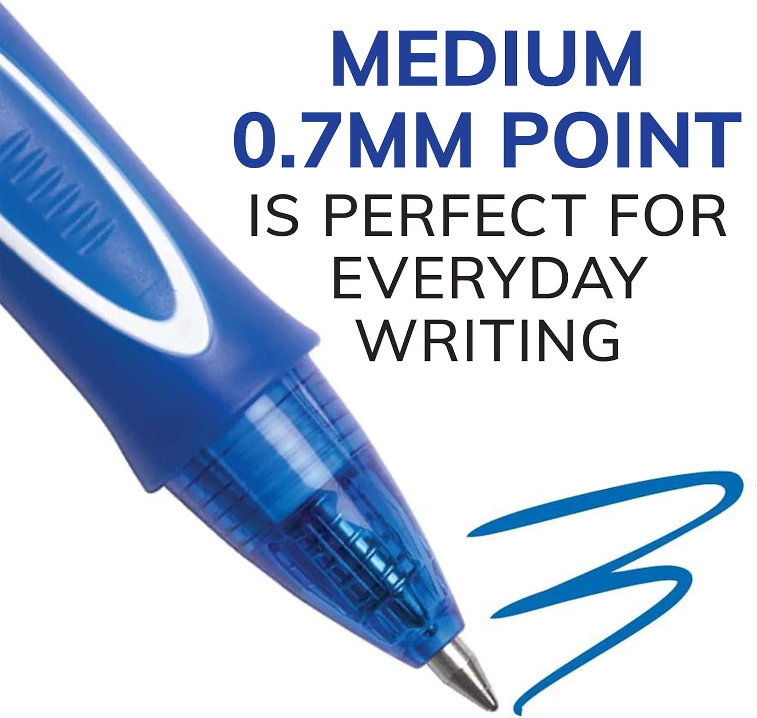 BIC Gelocity Quick Dry Blue Gel Pens Medium Point 07mm 12Count Pack Retractable Gel Pens With Comfortable Full GripBlue