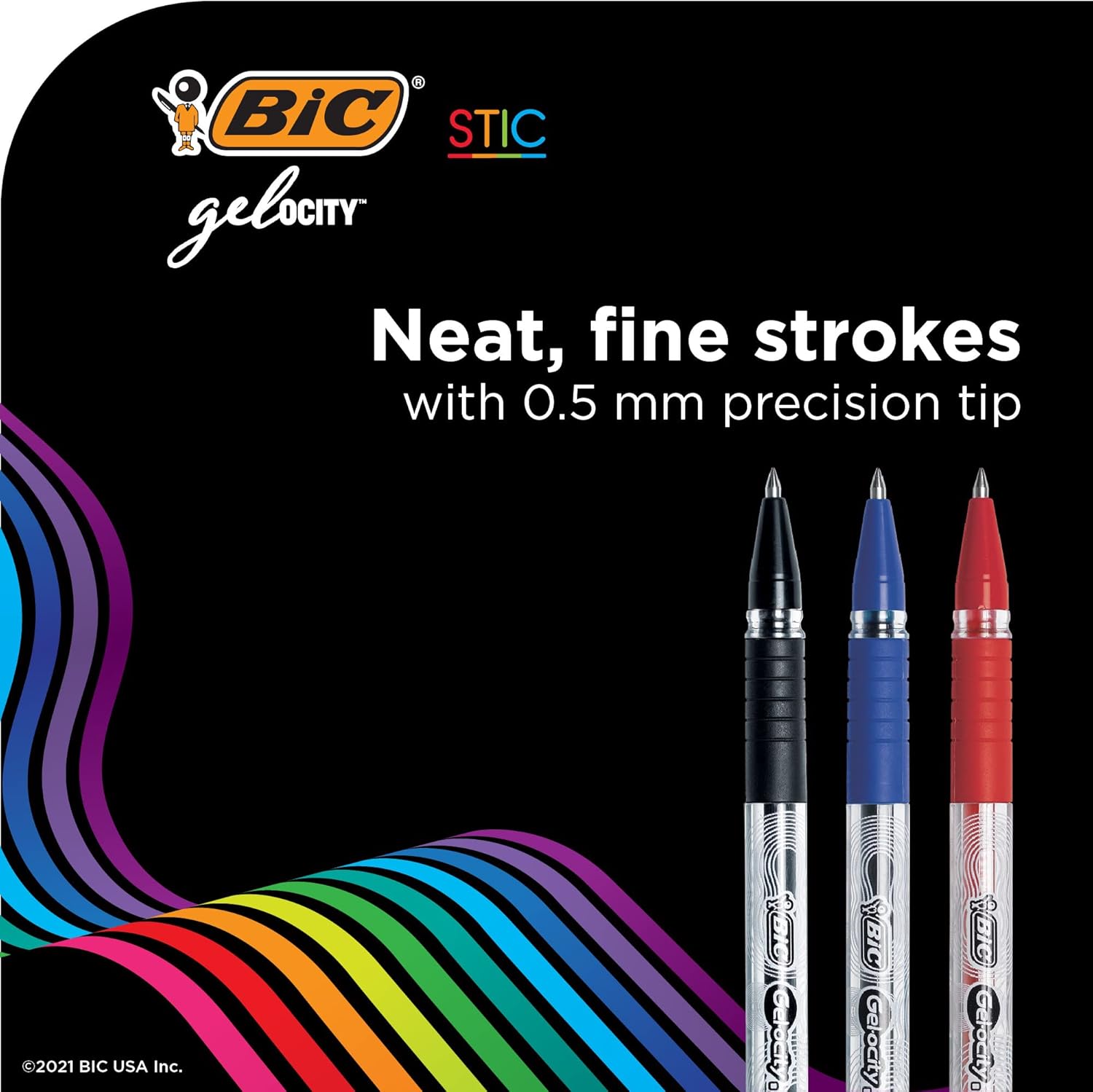 BIC Gelocity Smooth Stic Gel Pen Medium Point 07mm Assorted Colors 42Count Vibrant and Smooth Gel Ink Pens42 Count Pack of 1