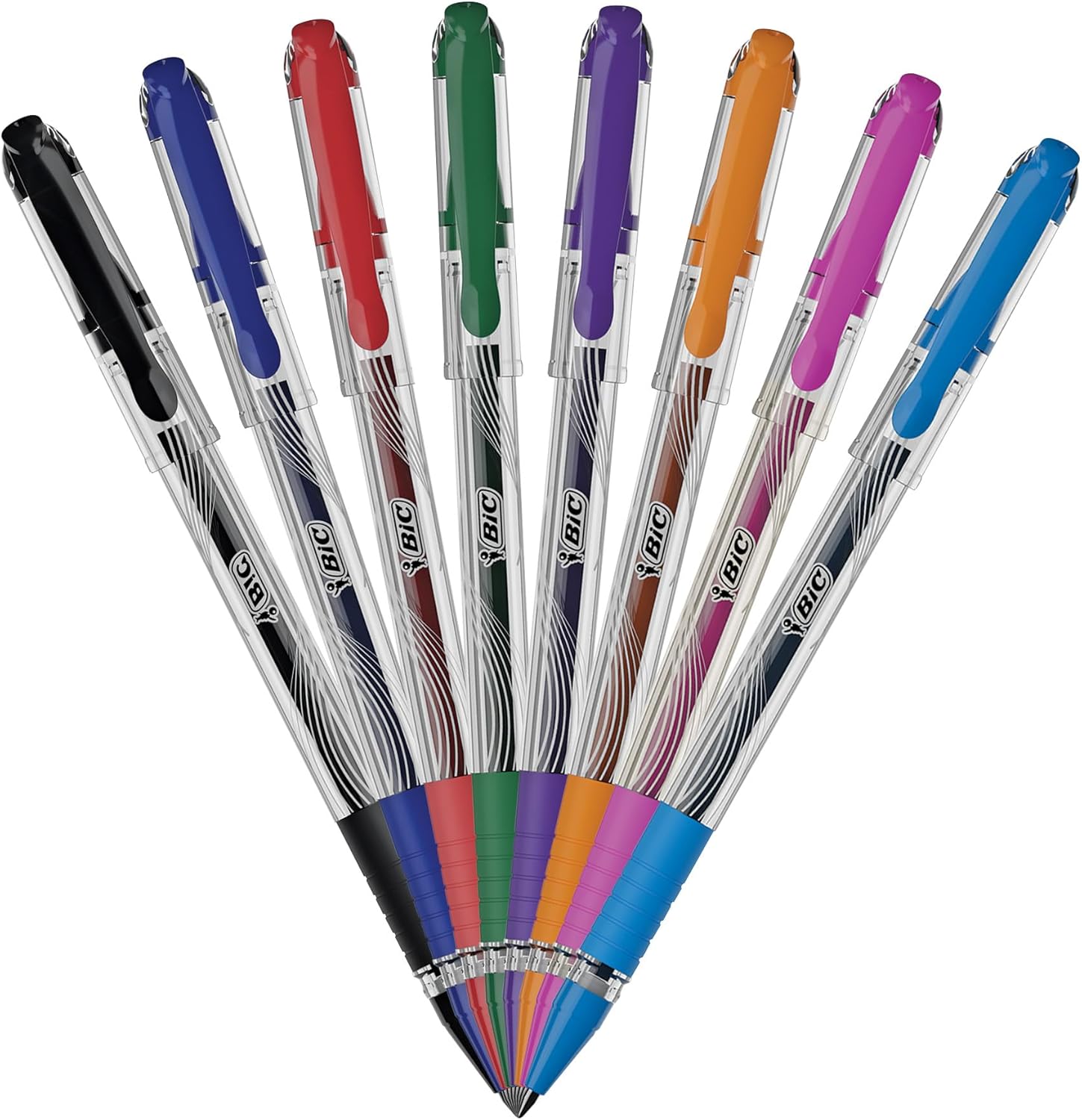 BIC Gelocity Smooth Stic Gel Pen Medium Point 07mm Assorted Colors 8Count Vibrant and Smooth Gel Ink Pens