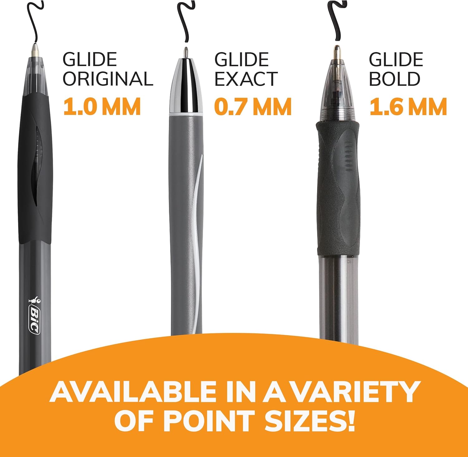 BIC Glide Bold Black Ballpoint Pens Bold Point 16mm 12Count Pack Retractable Ballpoint Pens With Comfortable Full Grip