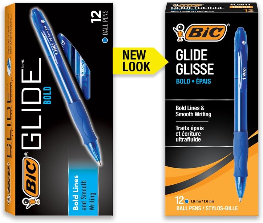 BIC Glide Velocity Bold Ballpoint Pens Bold Point 16 mm Blue Ink Pens Translucent Barrel 36Count Pack VLGB361BLUBlue