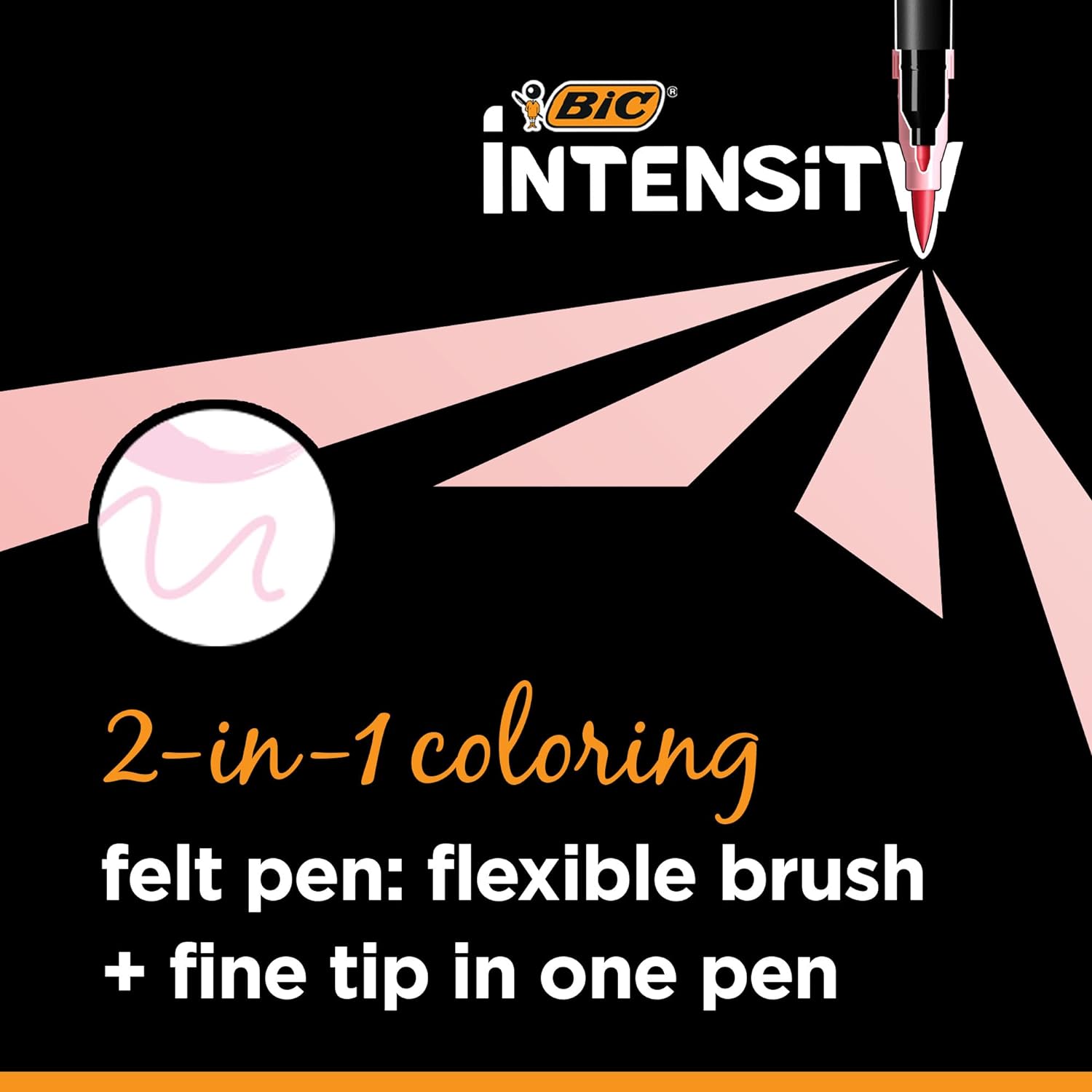BIC Intensity 12Pack DualTip Coloring Felt Pens with 07mm Fine Tip and Flexible Brush in Pastel Tones6 Count Pack of 1