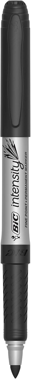 BIC Intensity Black Permanent Markers Fine Point 24Count Pack of Black Markers With NonSlip Grip for Comfort and Control