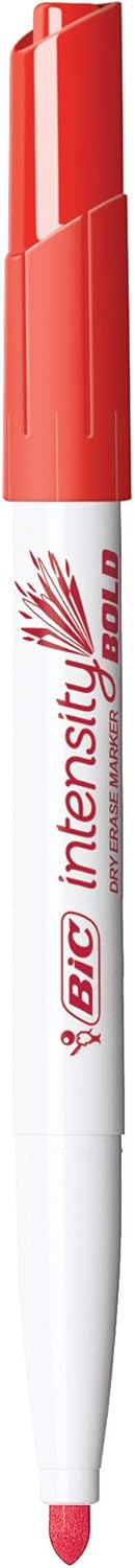 BIC Intensity Bold Dry Erase Marker Pocket Style Fine Bullet Tip 45 mm Red Perfect For The Office ampamp Home 12CountRed