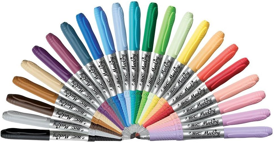BIC Intensity Fashion Permanent Markers Fine Point Assorted Colors 24Count packaging may vary
