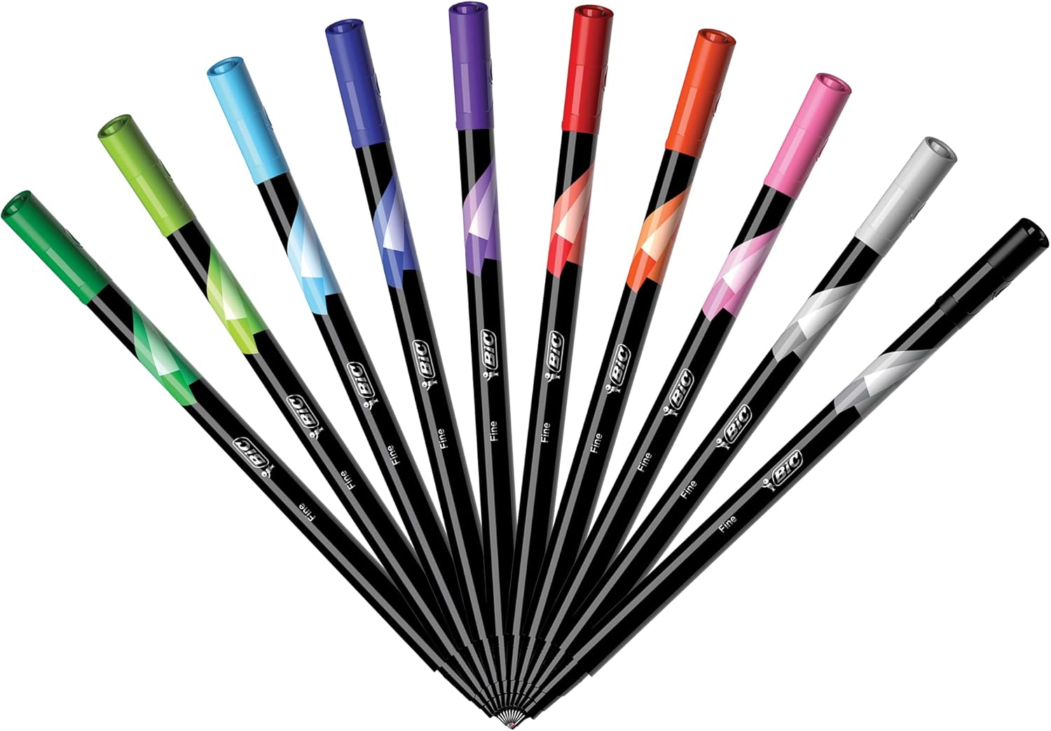 BIC Intensity Fineliner Marker Pen Fine Point 04 mm Assorted Colors 10Count Model Number FPINFAP10Fine Point