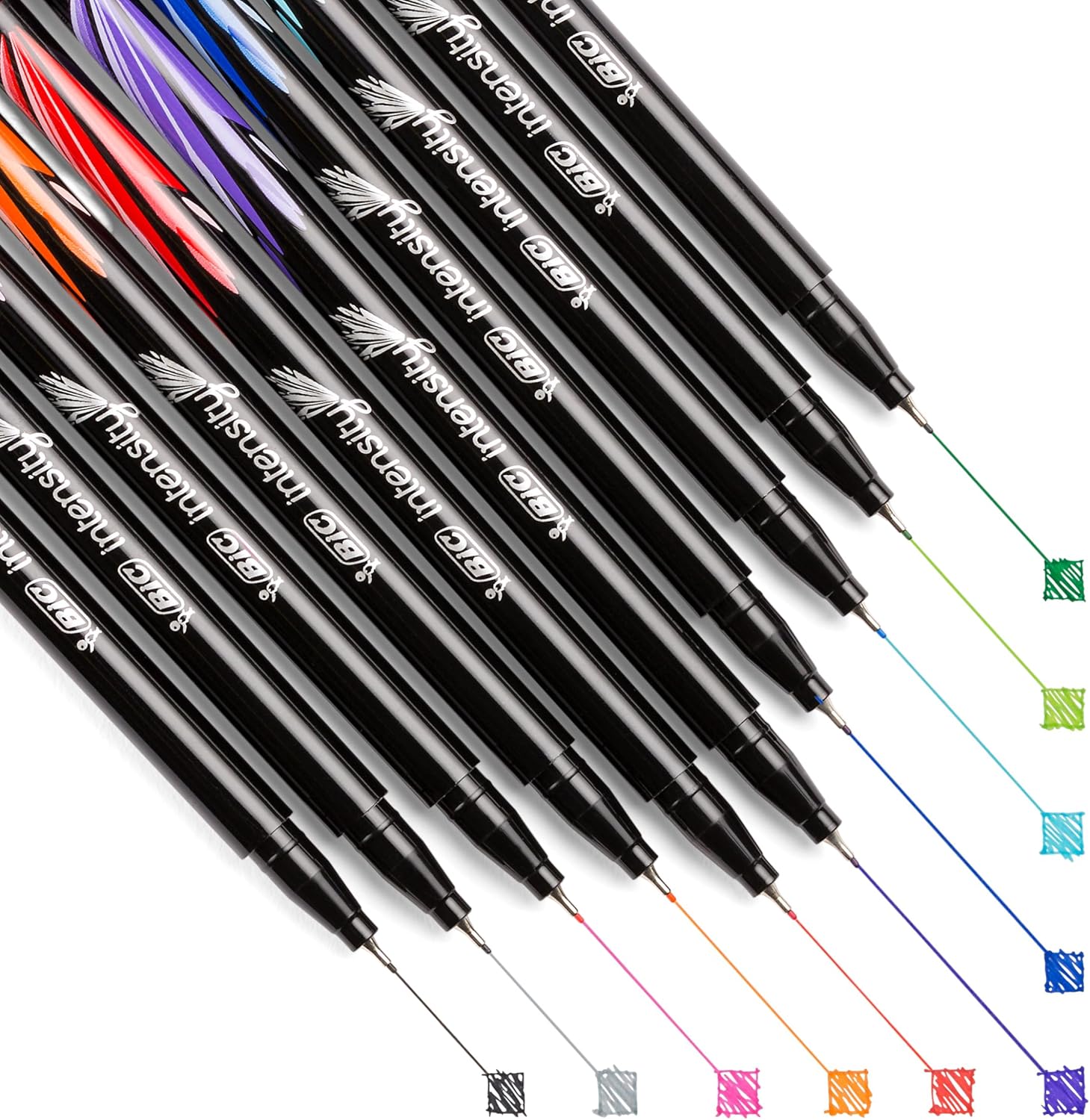 BIC Intensity Fineliner Marker Pen Fine Point 04 mm Assorted Colors 10Count Model Number FPINFAP10Fine Point