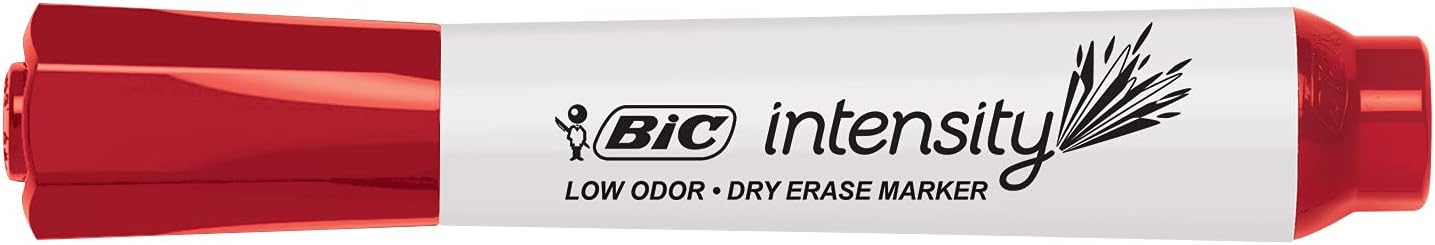 BIC Intensity Low Odor Dry Erase Marker 12 Pack Chisel Tip Red Erases Cleanly NonToxic Markers