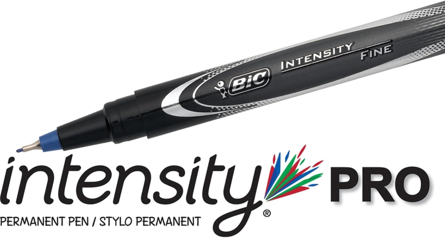 BIC Intensity PRO Permanent Marker Pen Fine Point 05 mm Black Bold ampamp LongLasting Color 12Count