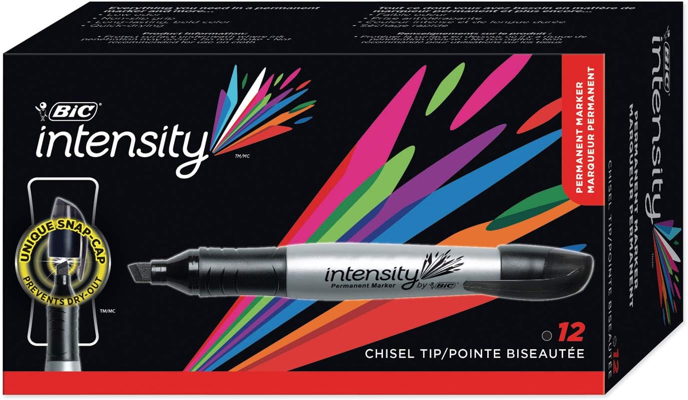 BIC Marking Permanent Marker Chisel Tip Black 12CountBlack