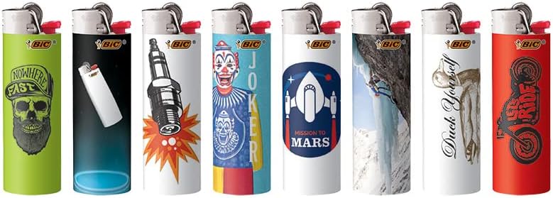 BIC Maxi Pocket Lighter Special Edition Party Animal Collection Assorted Unique Lighter Designs 8 Count Pack of LightersGood Vibes