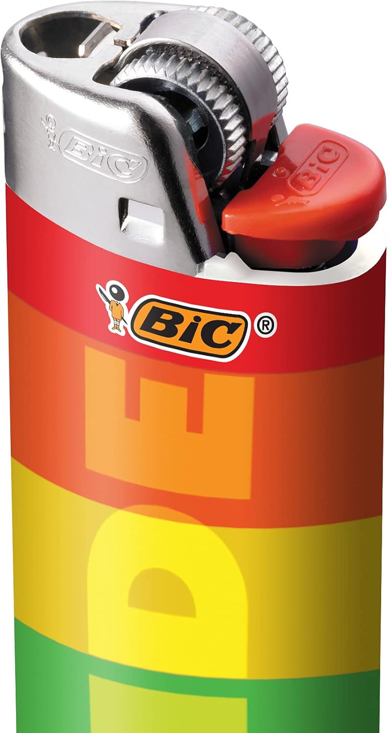 BIC Maxi Pocket Lighter Special Edition Pride Collection Assorted Unique Lighter Designs 8 Count Tray of Lighters