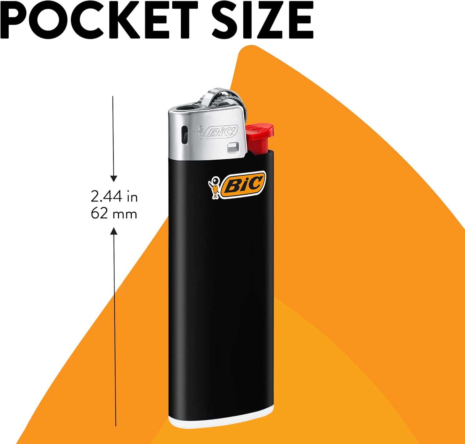 BIC Mini Pocket Lighters Assorted Bright Colors 50Count Tray Safe and Reliable ChildResistant Lighters